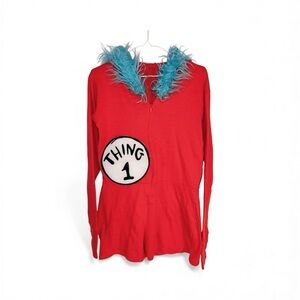 Dr. Seuss The Cat in the Hat - Thing 1 Long Sleeve Hooded Romper Costume